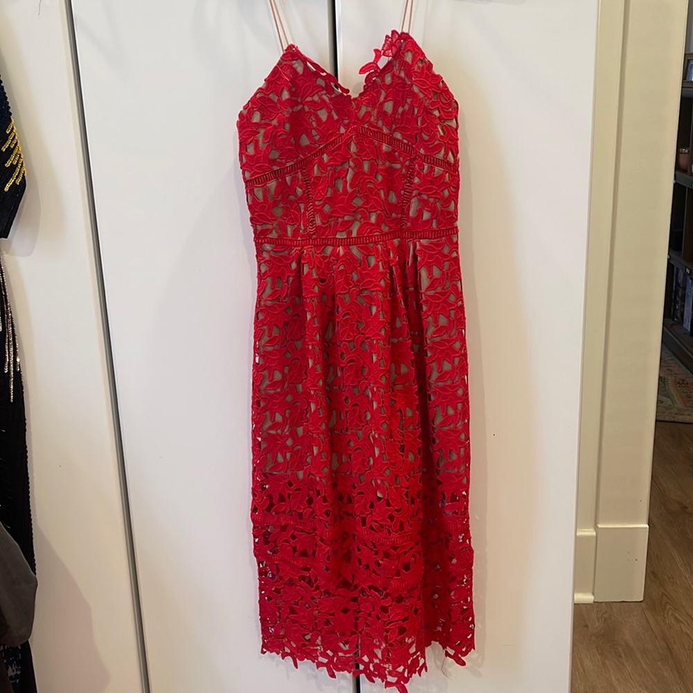 Red lace dress
